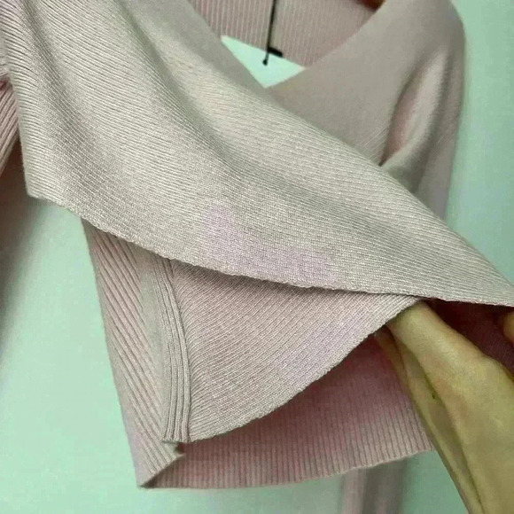 NWT Atmos & Here Charolette Cross Over Knit Feminine Girlie Powder Pink Top 6 - Picture 13 of 13